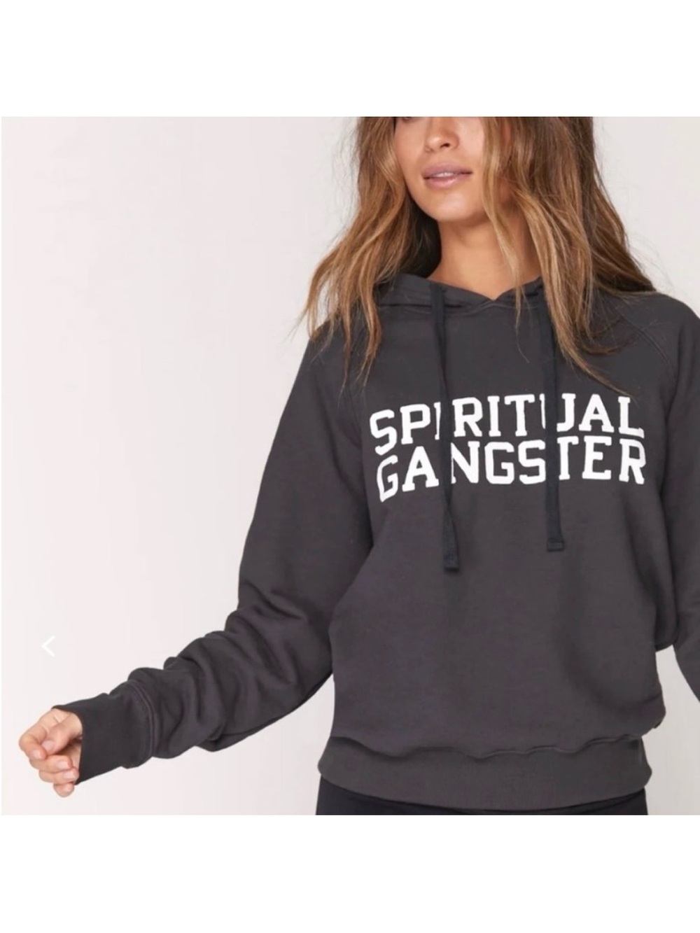 Spiritual Gangster Dark Charcoal Pullover Hoodie with White Logo